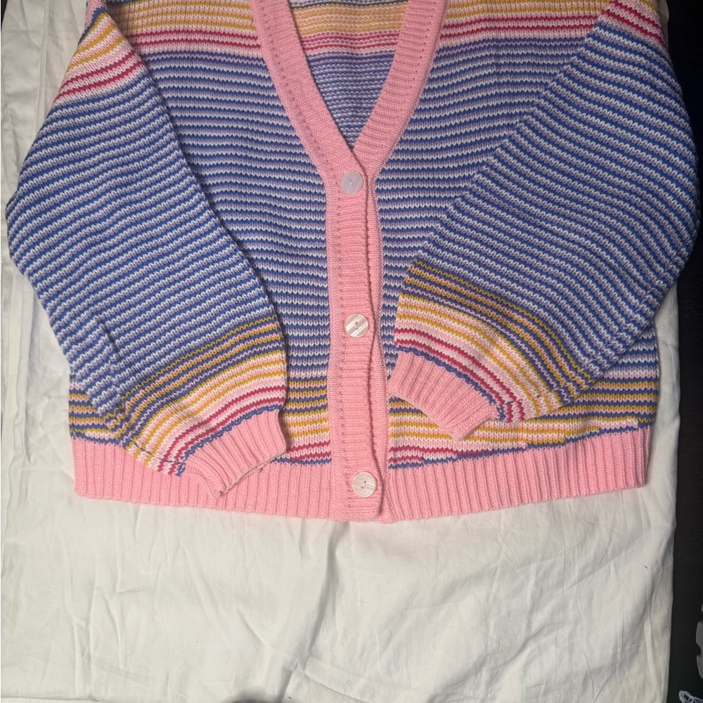PINK‎ Victoria's Secret Pastel Striped Cardigan size S fits oversized. Casual - Picture 8 of 9